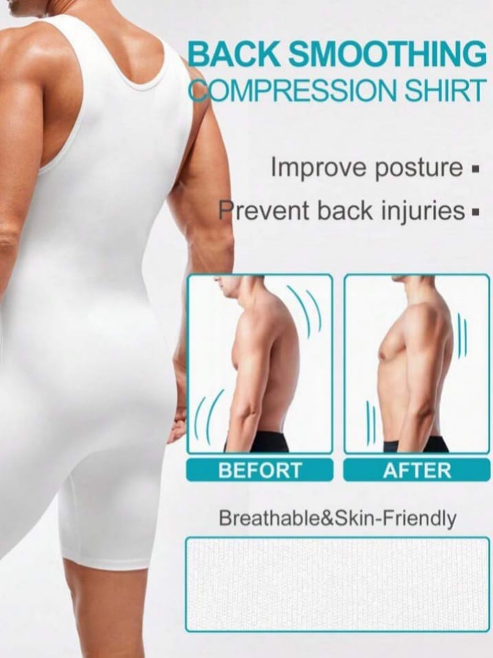 Men's Full Body Compression Shapewear Suit – Breathable Slimming Bodysuit